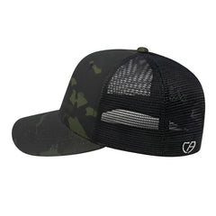 Cap America i8513 Flexfit 110 MultiCam Trucker Mesh Back Cap - MultiCam Black Black - MultiCam Black / One Size Fits
