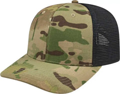 Cap America i8513 Flexfit 110 MultiCam Trucker Mesh Back Cap - MultiCam Original Black - MultiCam Black / One Size Fits