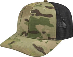 Cap America i8513 Flexfit 110 MultiCam Trucker Mesh Back Cap - MultiCam Original Black - MultiCam Black / One Size Fits