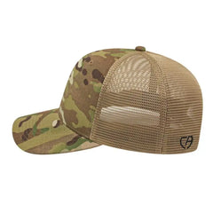 Cap America i8513 Flexfit 110 MultiCam Trucker Mesh Back Cap - MultiCam Original Khaki - MultiCam Khaki / One Size Fits