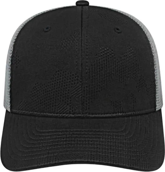 Cap America i8516 Flexfit 110 Jacquard Trucker Mesh Back Cap - Black Silver - Black Light Gray / One Size Fits Most