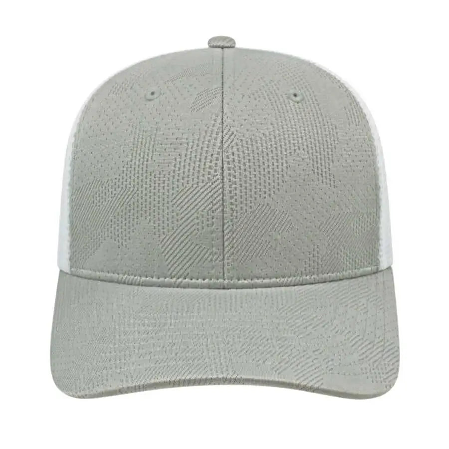 Cap America i8516 Flexfit 110 Jacquard Trucker Mesh Back Cap - Gray White - Gray White / One Size Fits Most
