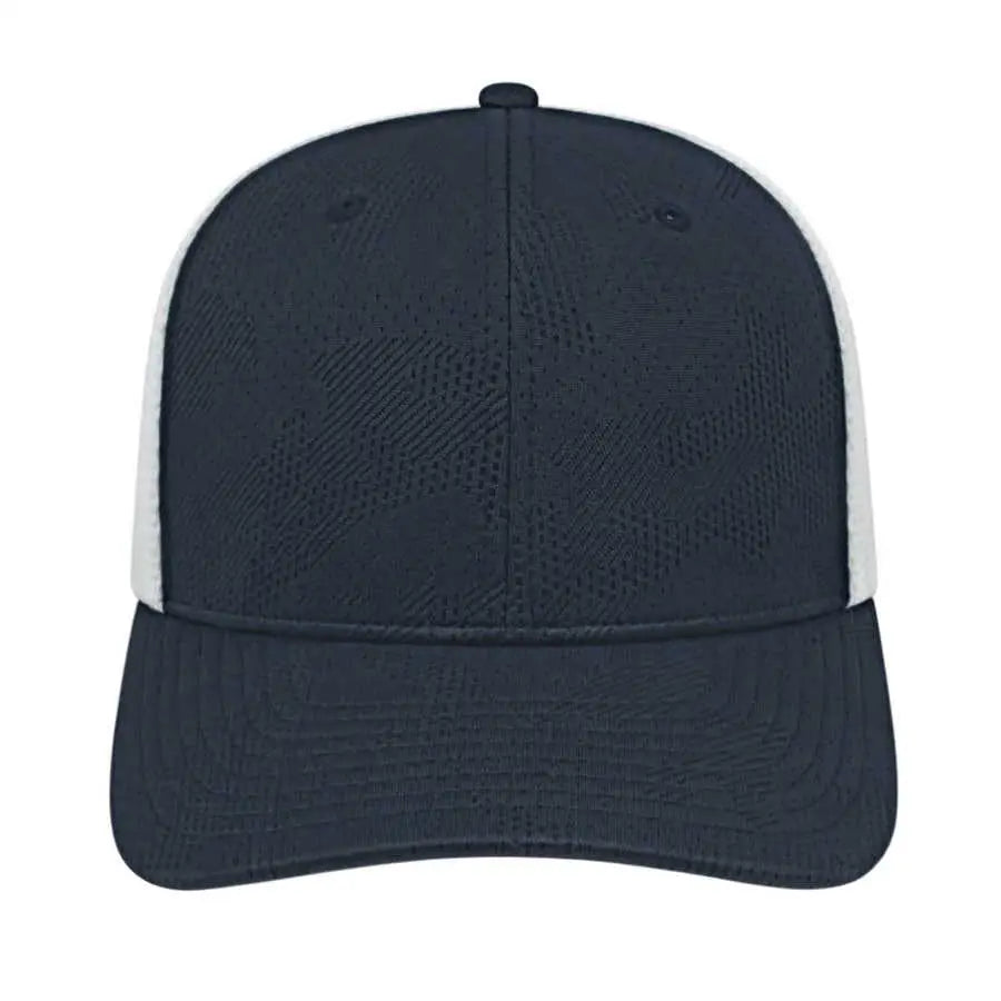 Cap America i8516 Flexfit 110 Jacquard Trucker Mesh Back Cap - Navy White - Navy White / One Size Fits Most