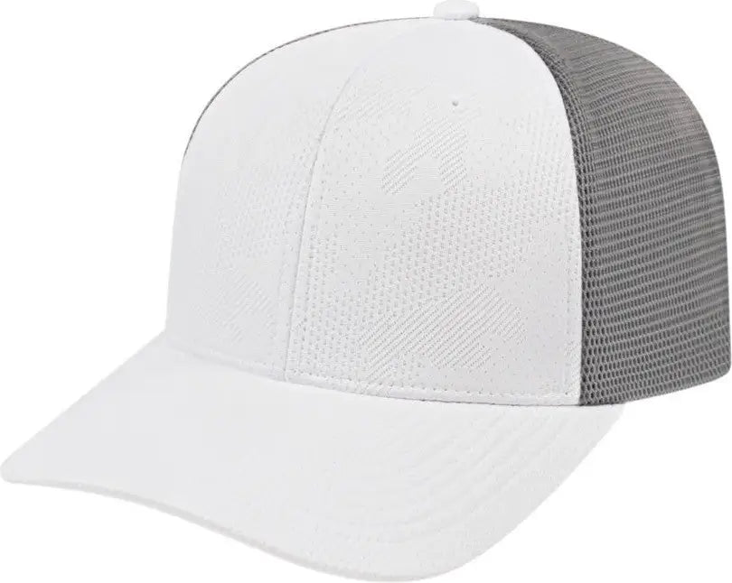 Cap America i8516 Flexfit 110 Jacquard Trucker Mesh Back Cap - White Silver - White Light Gray / One Size Fits Most