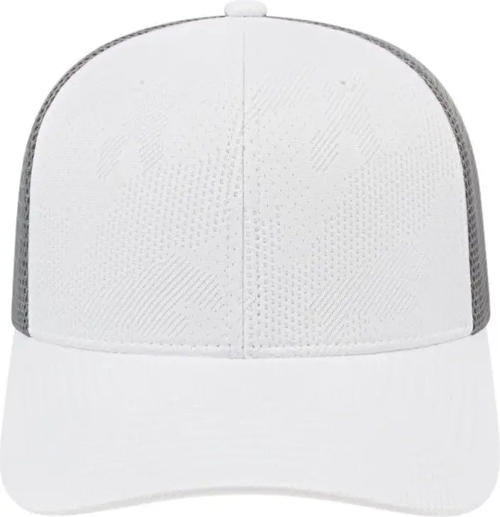 Cap America i8516 Flexfit 110 Jacquard Trucker Mesh Back Cap - White Silver - White Light Gray / One Size Fits Most