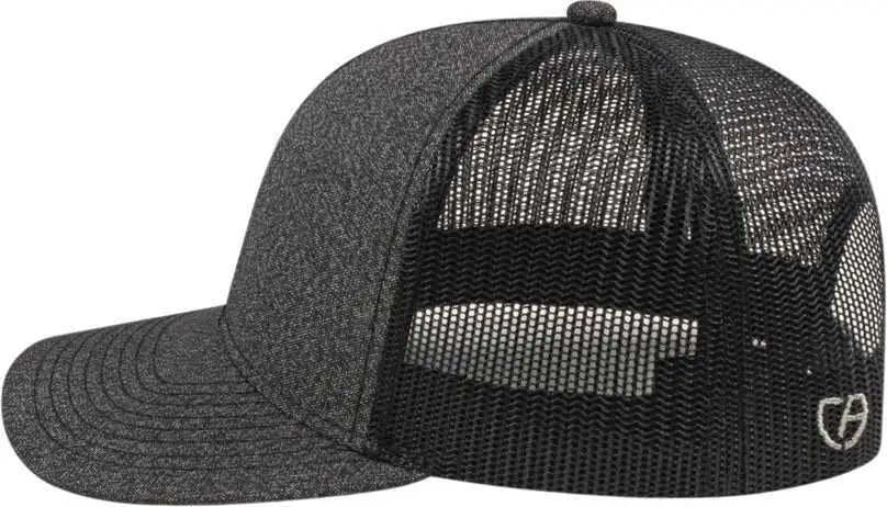 Cap America i8518 Premium Melange Trucker Mesh Back Cap - Black Black - Black / One Size Fits Most