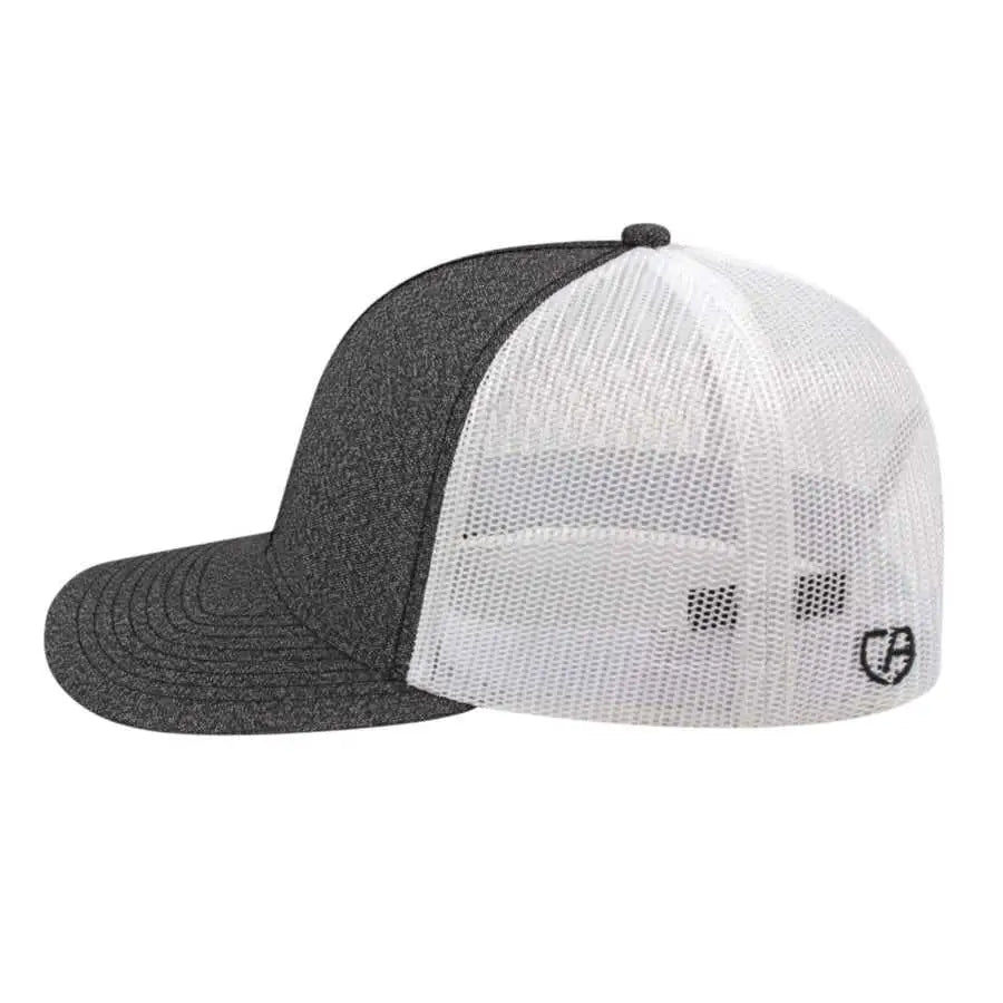 Cap America i8518 Premium Melange Trucker Mesh Back Cap - Black White - Black White / One Size Fits Most