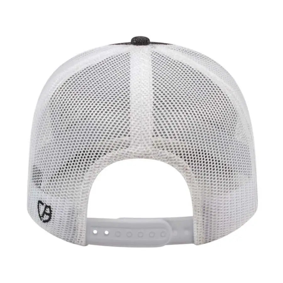 Cap America i8518 Premium Melange Trucker Mesh Back Cap - Black White - Black White / One Size Fits Most
