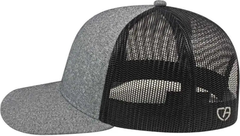 Cap America i8518 Premium Melange Trucker Mesh Back Cap - Gray Black - Gray Black / One Size Fits Most