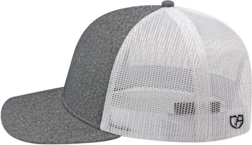 Cap America i8518 Premium Melange Trucker Mesh Back Cap - Gray White - Gray White / One Size Fits Most