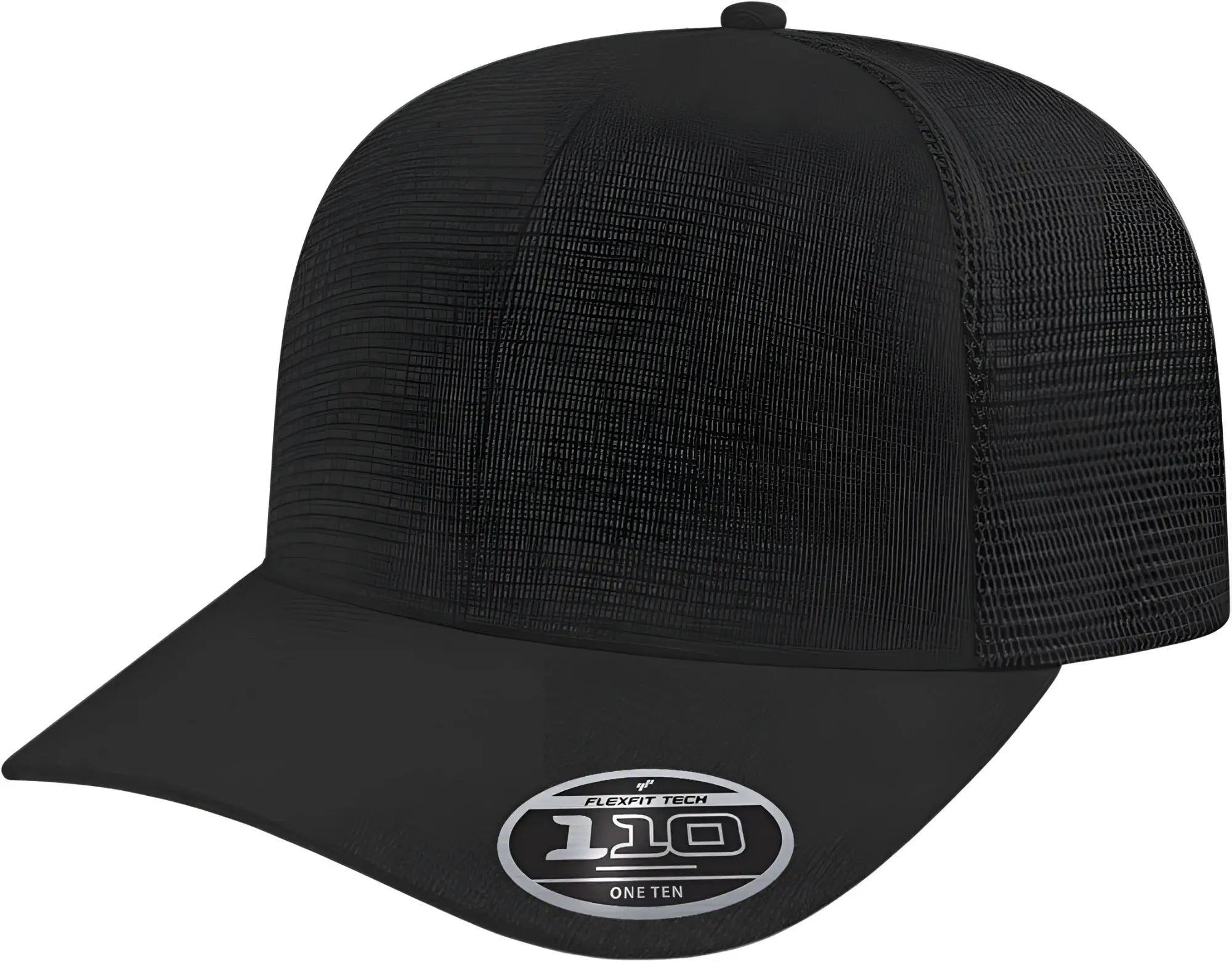 Cap America i8525 Flexfit 110 Ribbed TriBlend Trucker Mesh Back Cap - Black - Black / OSFM