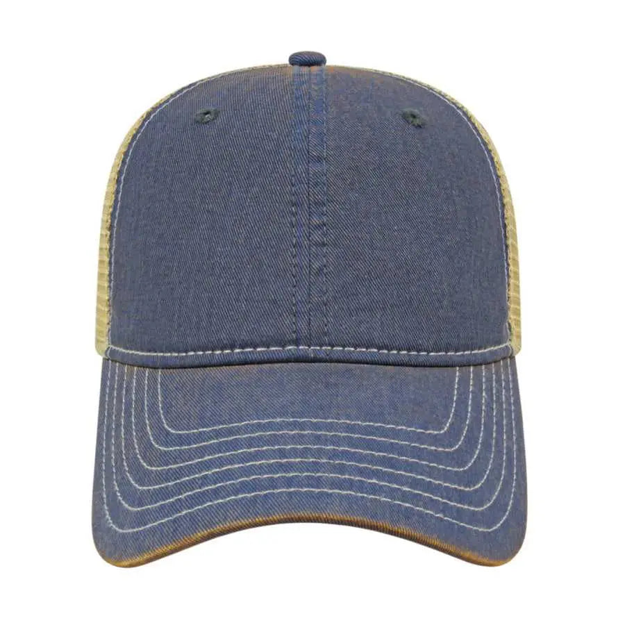 Cap America i8527 Premium Vintage Washed Mesh Back Cap - Royal Khaki - Royal Khaki / One Size Fits Most