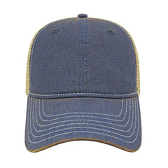 Cap America i8527 Premium Vintage Washed Mesh Back Cap Royal Khaki Royal Khaki / One Size Fits Most