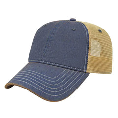Cap America i8527 Premium Vintage Washed Mesh Back Cap Royal Khaki Royal Khaki / One Size Fits Most