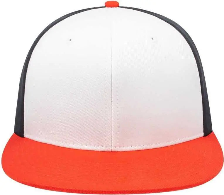 Cap America i8530 Flexfit Full Fabric Performance Cap - White Orange Black