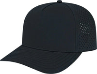Cap America i8540 Premium Water Resistant Perforated Cap Black Black / One Size Fits Most