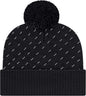 Cap America ik23 Diagonal Dash Knit Cap with Ribbed Cuff Beanie Black Black / One Size Fits Most