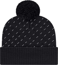 Cap America ik23 Diagonal Dash Knit Cap with Ribbed Cuff Beanie Black Black / One Size Fits Most