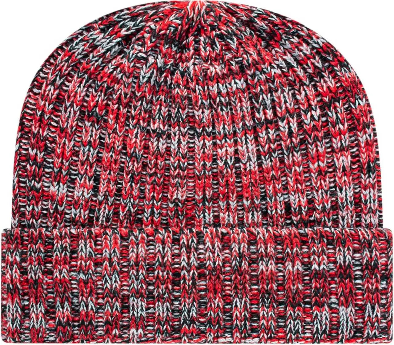 Cap America iK37 Sustainable Cuffed Knit with Polylana Fiber Gray Red / One Size Fits Most