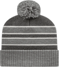 Cap America IK56 Double Stripe Knit Cap with Ribbed Cuff Beanie - Heather Dark Hather White - Dark Gray White