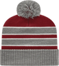 Cap America IK56 Double Stripe Knit Cap with Ribbed Cuff Beanie Heather Maroon White Maroon White / One Size Fits Most