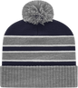 Cap America IK56 Double Stripe Knit Cap with Ribbed Cuff Beanie Heather Navy White Navy White / One Size Fits Most