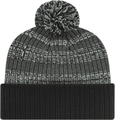 Cap America iK57 Heavy Ribbed Knit Cap with Cuff Beanie - Dark Heather White Black - Dark Heather White Black