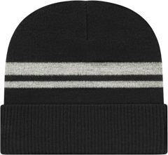 Cap America IK59 Reflective Knit Cap with Cuff Beanie Black Black / One Size Fits Most