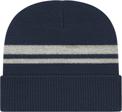 Cap America IK59 Reflective Knit Cap with Cuff Beanie Navy Navy / One Size Fits Most