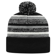 Cap America IK65 Fleece Lined Knit with Cuff Beanie Heather Black White Gray Black / One Size Fits Most