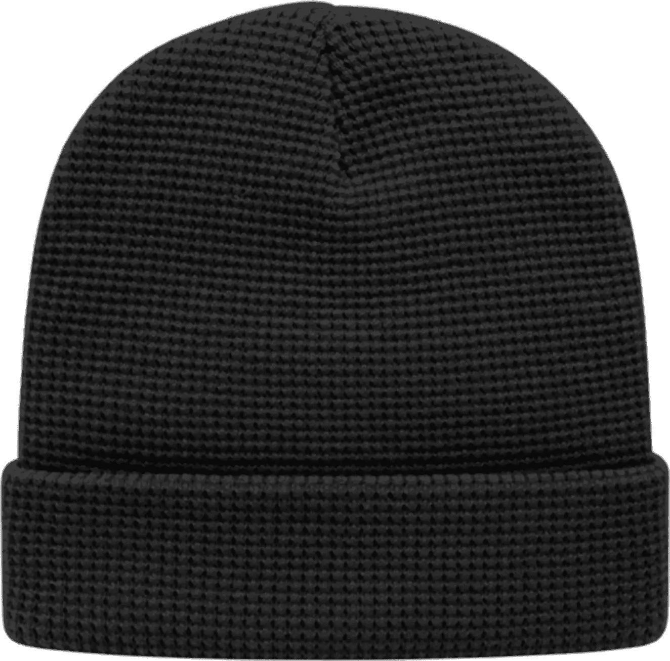Cap America iK70 In Stock Waffle Knit Beanie with Cuff Black Black / One Size Fits Most