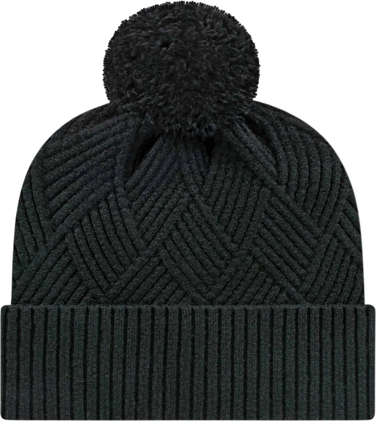 Cap America ik8554 Premium Diagonal Weave Knit Cap with Cuff Beanie Black Black / One Size Fits Most