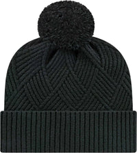 Cap America ik8554 Premium Diagonal Weave Knit Cap with Cuff Beanie Black Black / One Size Fits Most