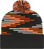 Cap America RKB12 USA Made Bar Knit Cap with Cuff Beanie - Black Deep Orange White - Black Orange / One Size Fits Most