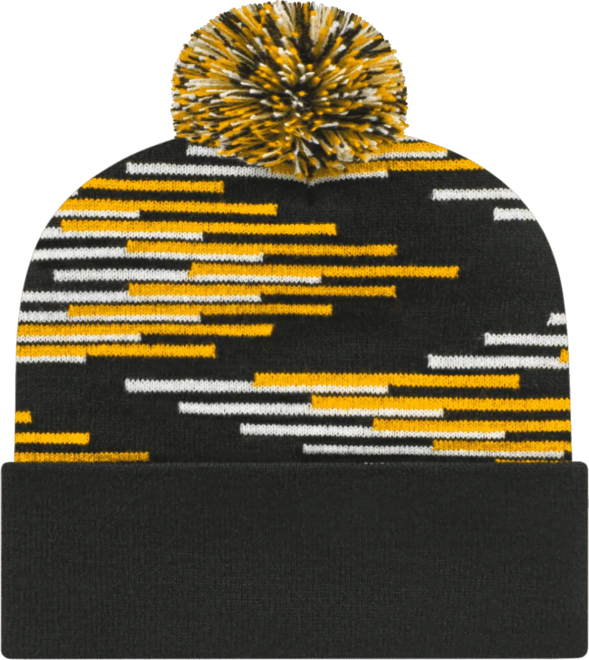 Cap America RKB12 USA Made Bar Knit Cap with Cuff Beanie - Black Gold White - Black Gold / One Size Fits Most