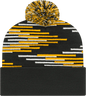 Cap America RKB12 USA Made Bar Knit Cap with Cuff Beanie - Black Gold White - Black Gold / One Size Fits Most