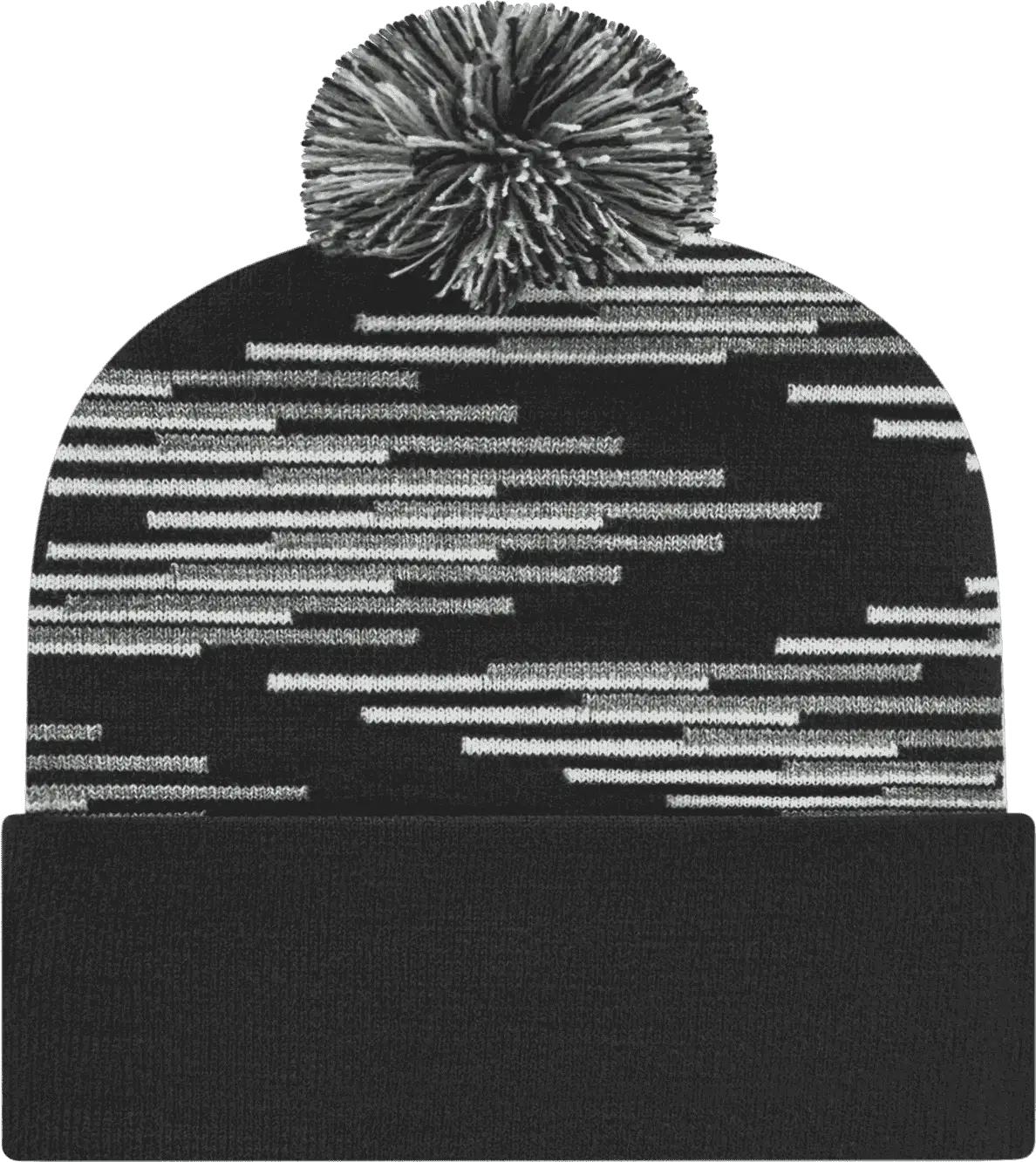 Cap America RKB12 USA Made Bar Knit Cap with Cuff Beanie Black Heather White Black Gray / One Size Fits Most