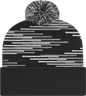 Cap America RKB12 USA Made Bar Knit Cap with Cuff Beanie Black Heather White Black Gray / One Size Fits Most