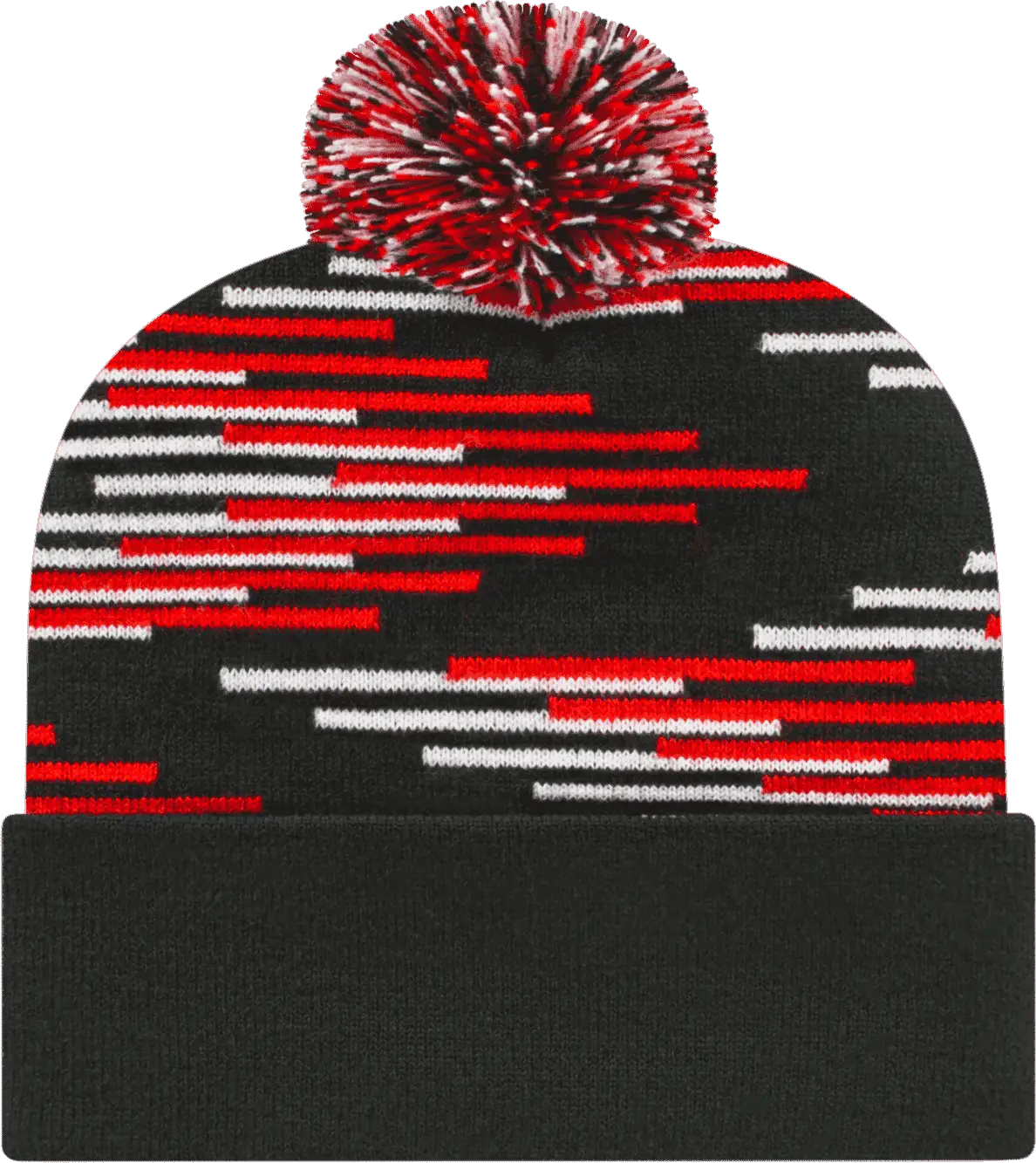 Cap America RKB12 USA Made Bar Knit Cap with Cuff Beanie - Black Red / One Size Fits Most