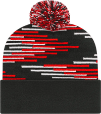 Cap America RKB12 USA Made Bar Knit Cap with Cuff Beanie - Black Red / One Size Fits Most