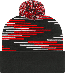 Cap America RKB12 USA Made Bar Knit Cap with Cuff Beanie - Black Red / One Size Fits Most