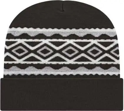 Cap America RKD12 Diamond Pattern Knit Cap with Cuff Beanie - Black - Black / One Size Fits Most