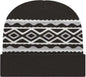 Cap America RKD12 Diamond Pattern Knit Cap with Cuff Beanie - Black - Black / One Size Fits Most