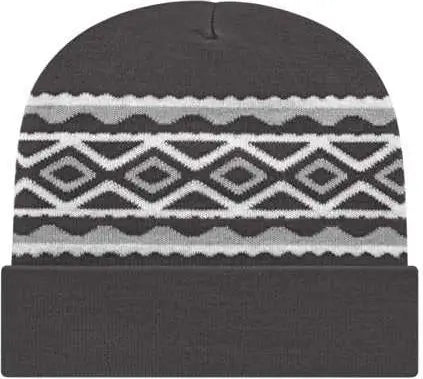 Cap America RKD12 Diamond Pattern Knit Cap with Cuff Beanie - Iron Gray - Dark Gray / One Size Fits Most