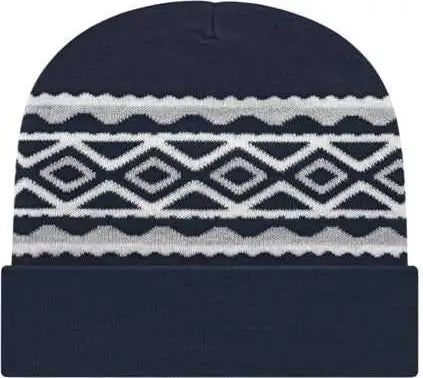 Cap America RKD12 Diamond Pattern Knit Cap with Cuff Beanie True Navy Navy / One Size Fits Most