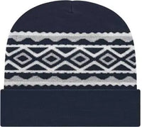 Cap America RKD12 Diamond Pattern Knit Cap with Cuff Beanie True Navy Navy / One Size Fits Most