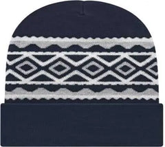 Cap America RKD12 Diamond Pattern Knit Cap with Cuff Beanie True Navy Navy / One Size Fits Most