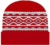 Cap America RKD12 Diamond Pattern Knit Cap with Cuff Beanie True Red Red / One Size Fits Most