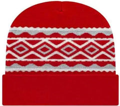 Cap America RKD12 Diamond Pattern Knit Cap with Cuff Beanie True Red Red / One Size Fits Most