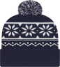 Cap America RKF12 Snowflake Knit Cap with Cuff Beanie - True Navy - Navy / One Size Fits Most
